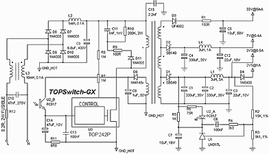 Figure 2. Multiple output 7 W DVB TOPSwitch-GX supply prototype